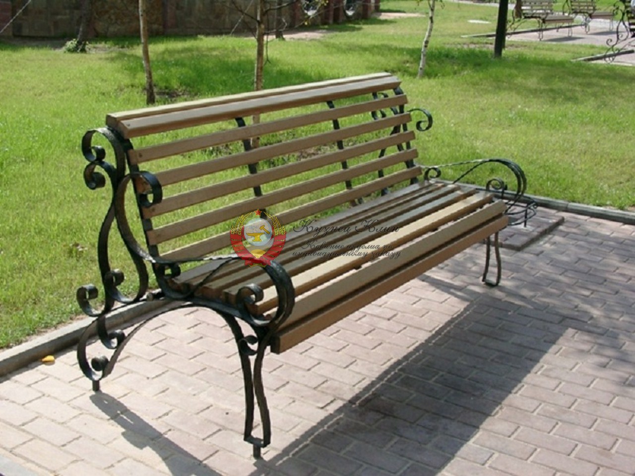 Лавочка кованая с брусками