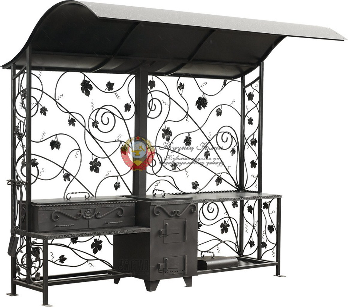 Кованый мангал с деревьями