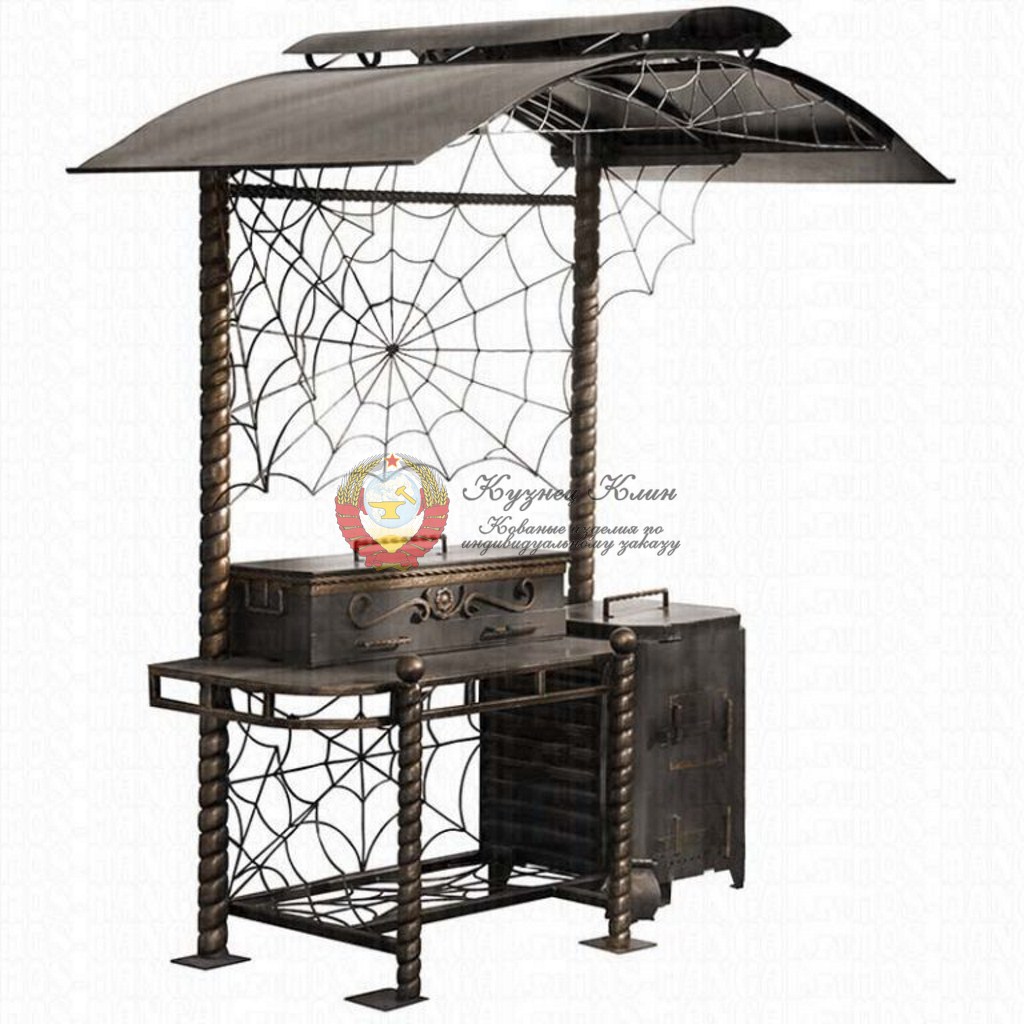 Кованый мангал с печкой и каптильней