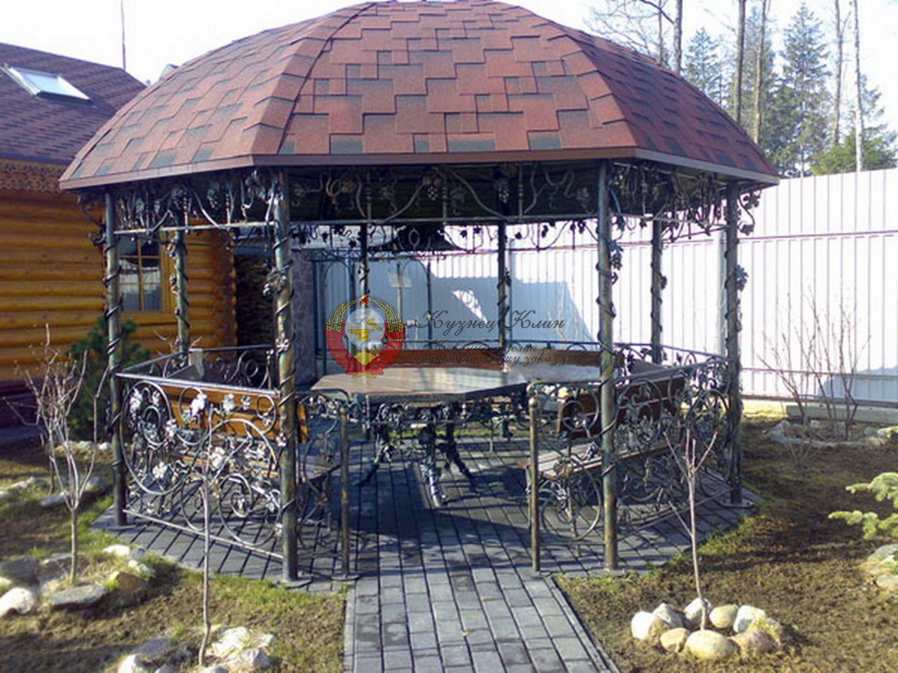 Беседка кованая грибок