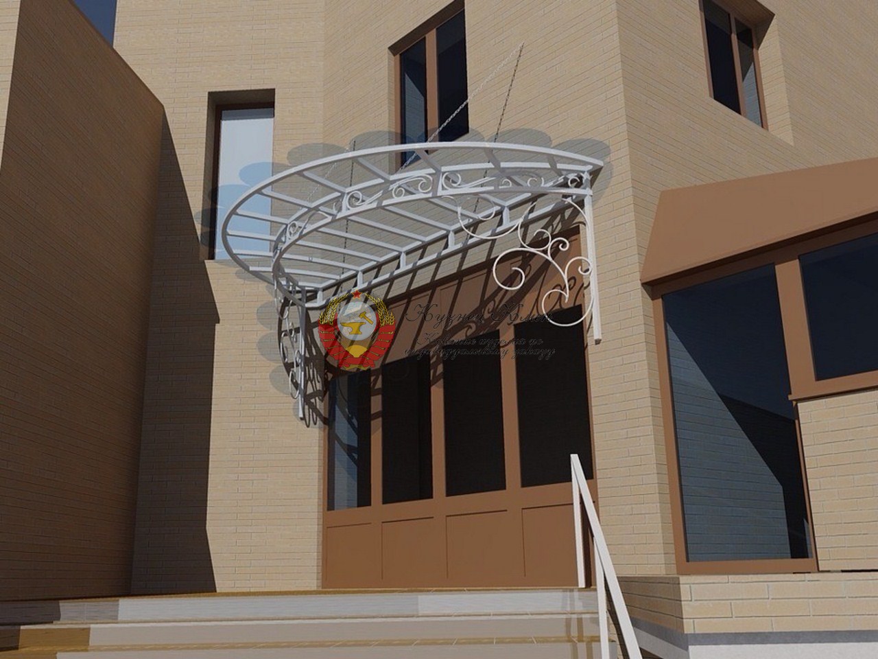 Кованый козырек белый