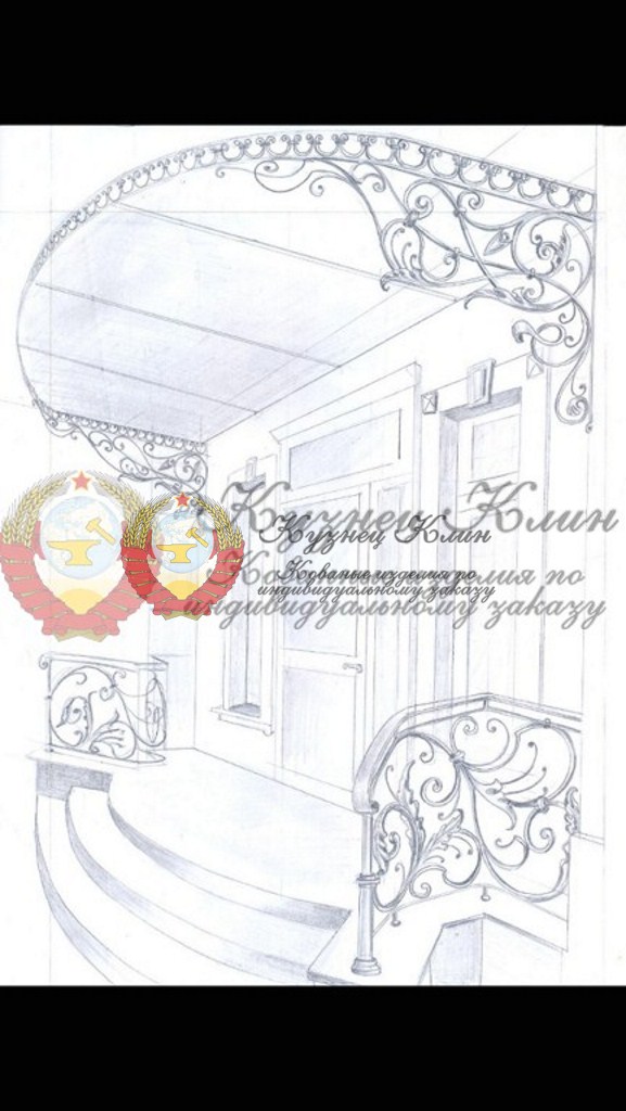 Рисованая картина кованой входной группы