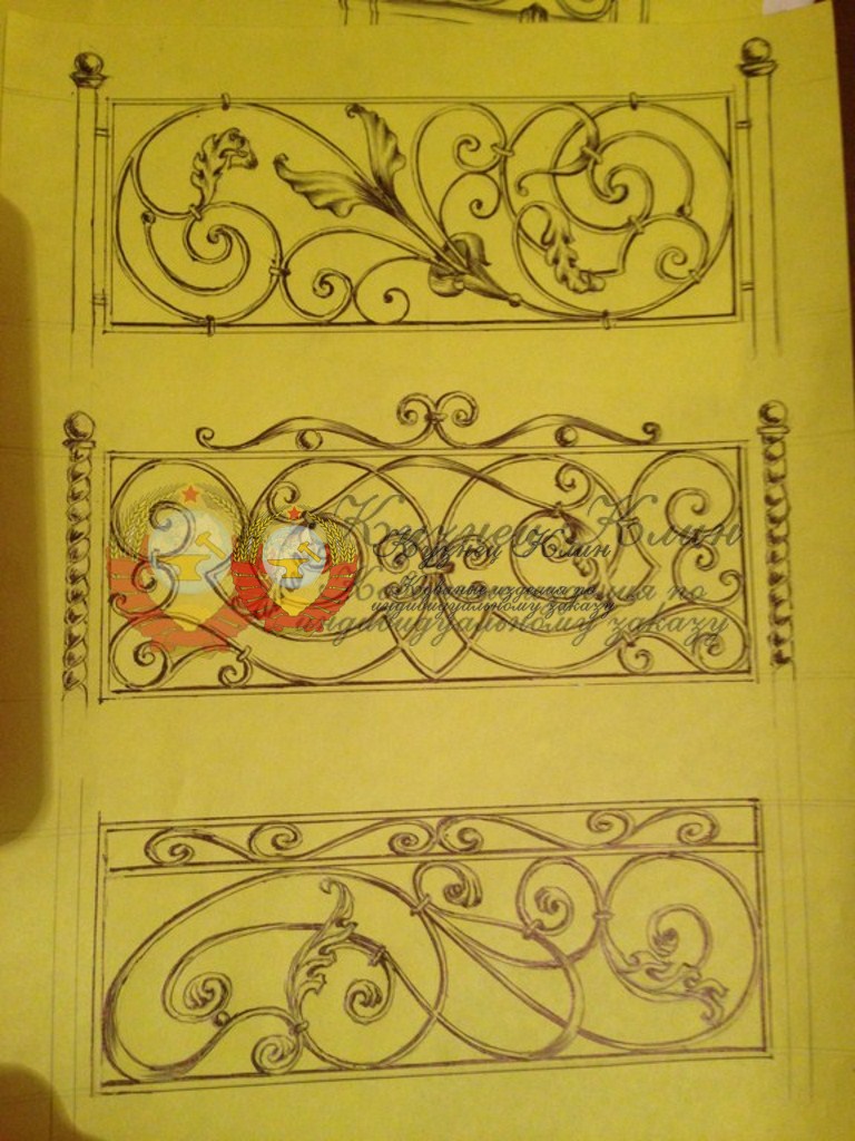 Рисунок ручной работы кованых перил