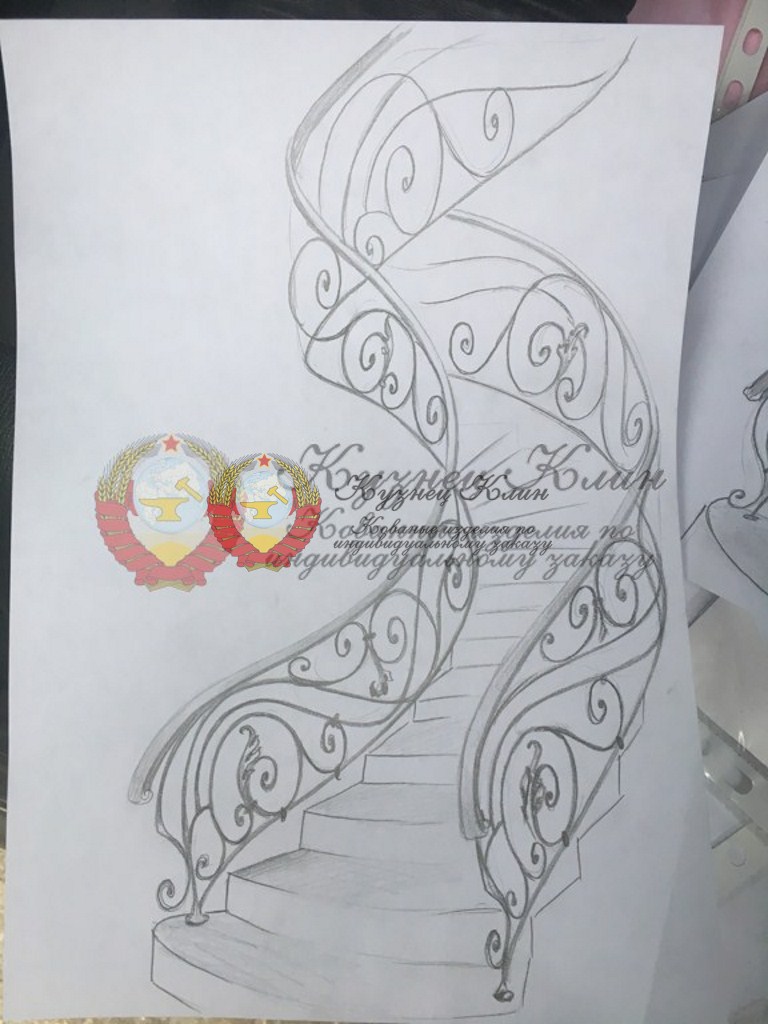 Чертеж лестницы с поворотом