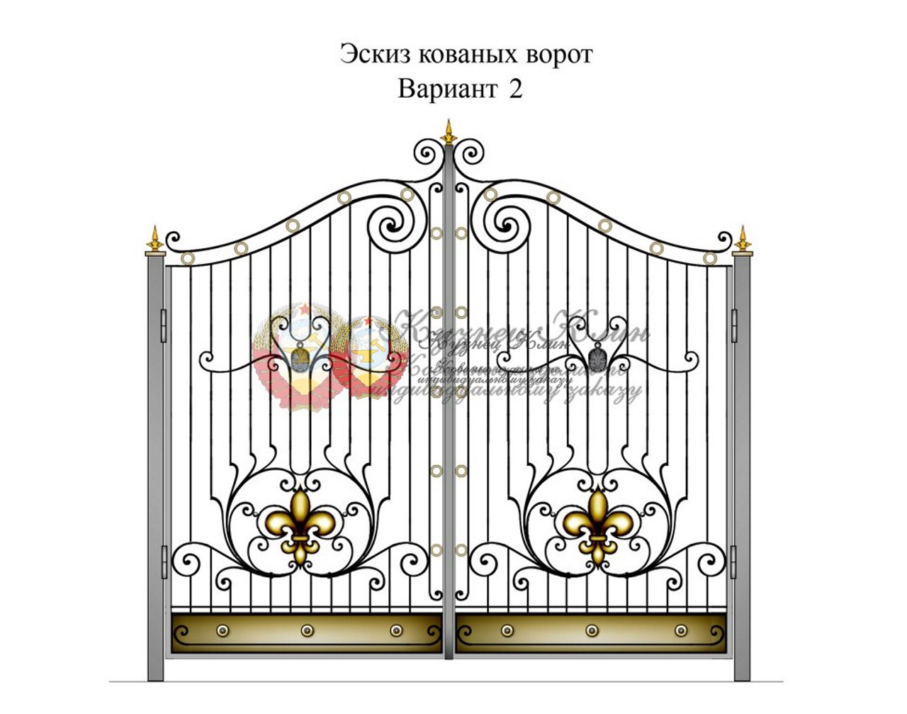 Эскизы ворот с обрамлением латунью