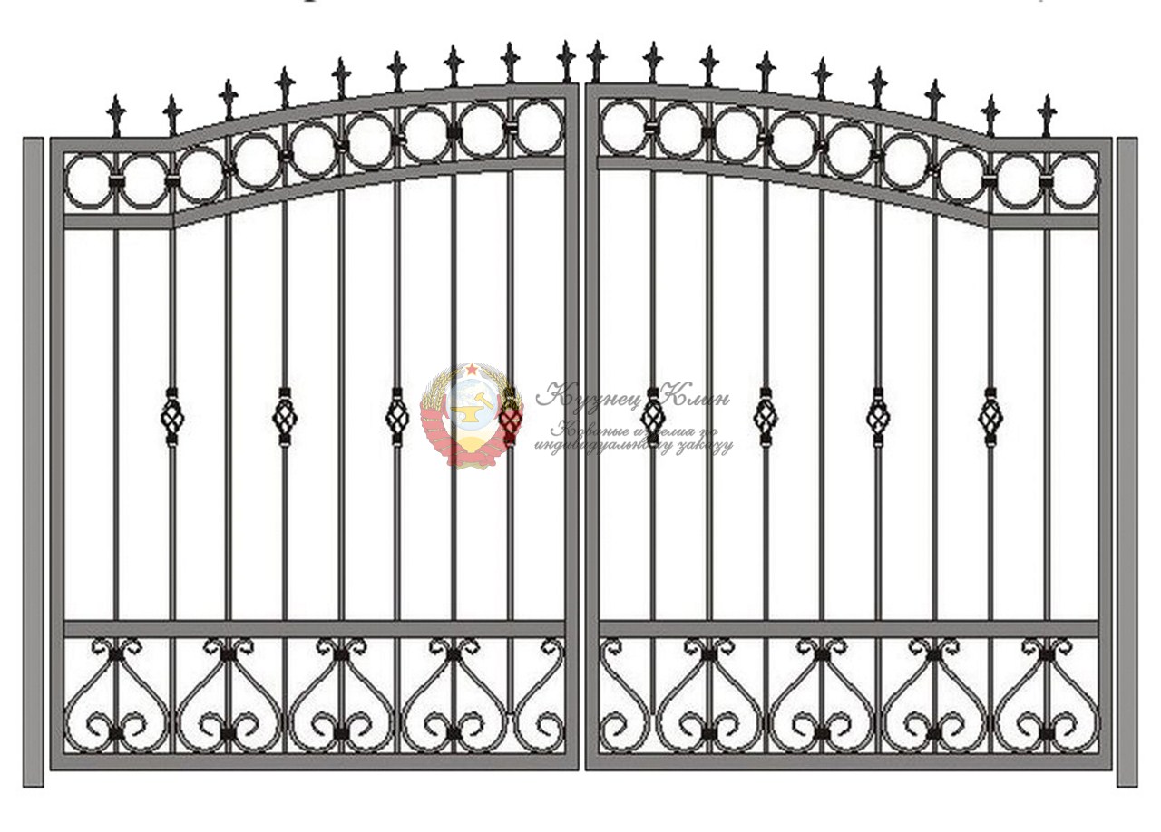 Эскиз сварных ворот с элементами ковки (2)
