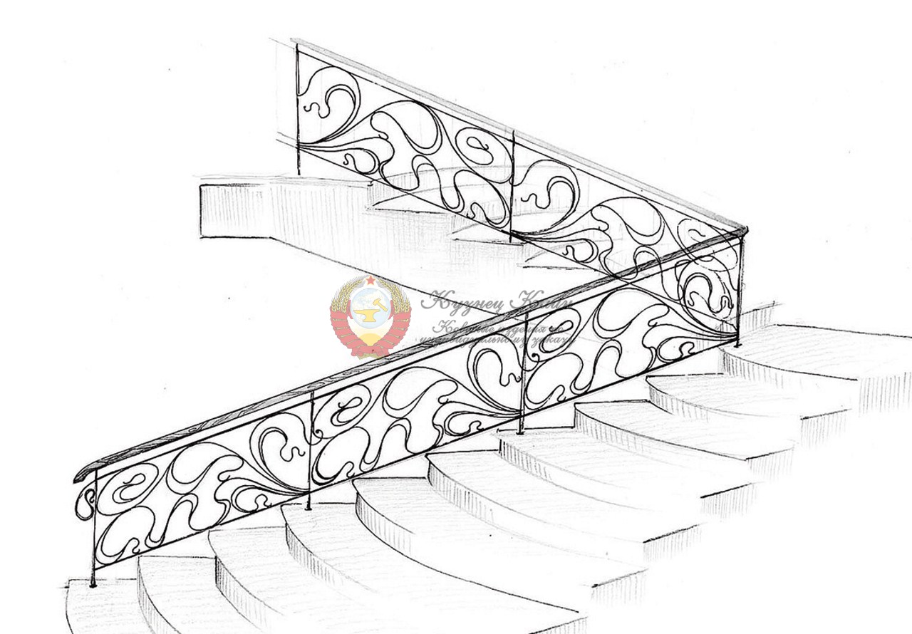 Набросок перил готовый в карандаше