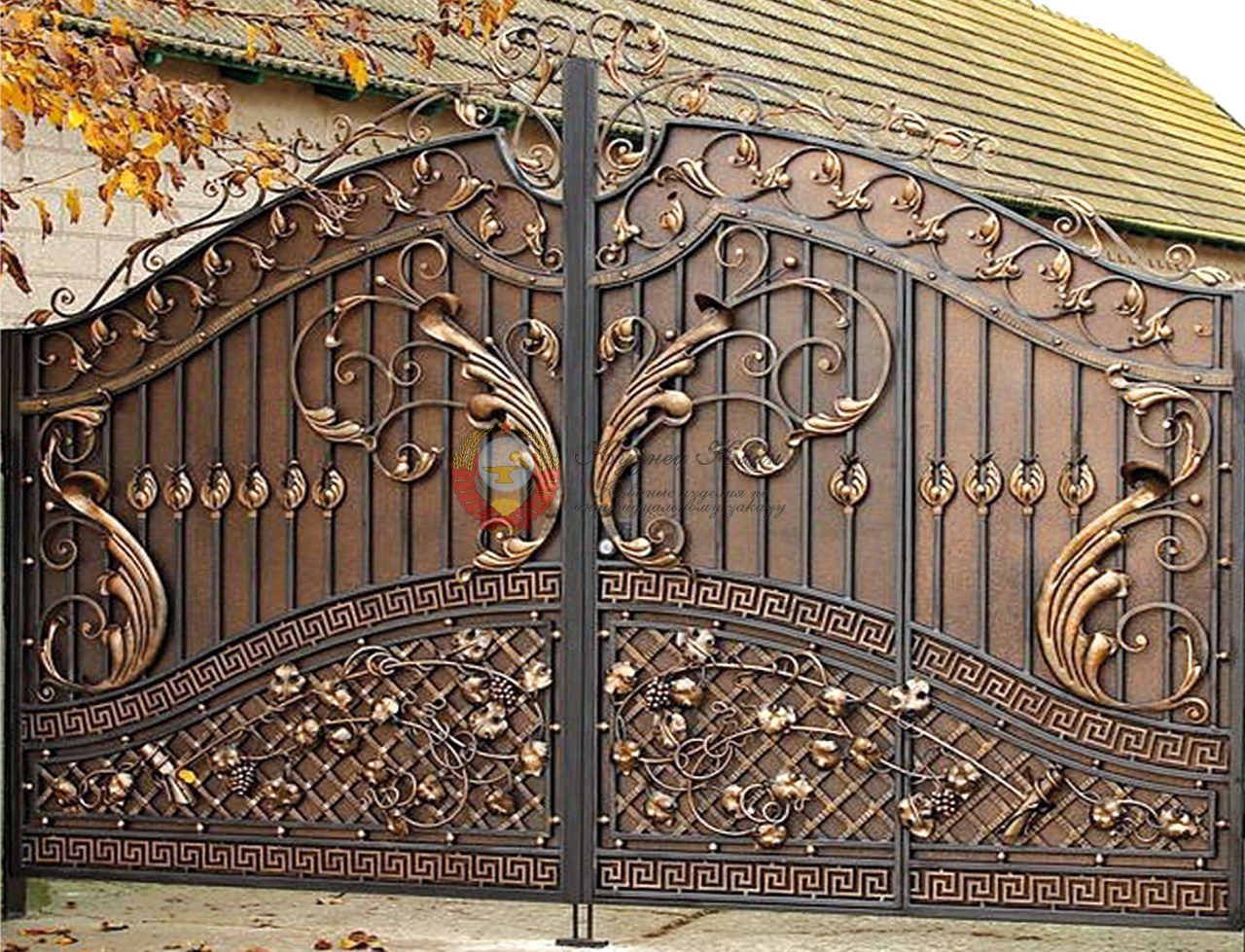 Кованые ворота бронзовый цвет