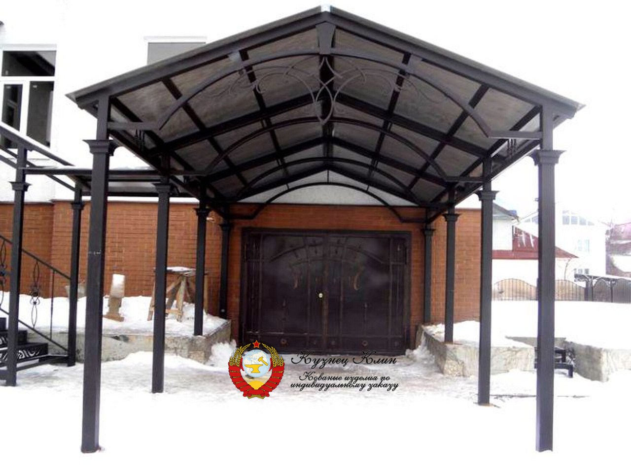 006 Автонавес двухскатный кровля поликарбонад монолитный