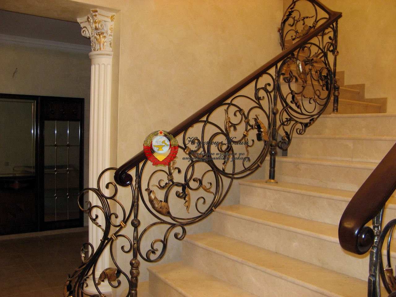 Кованые перила поручень дуб