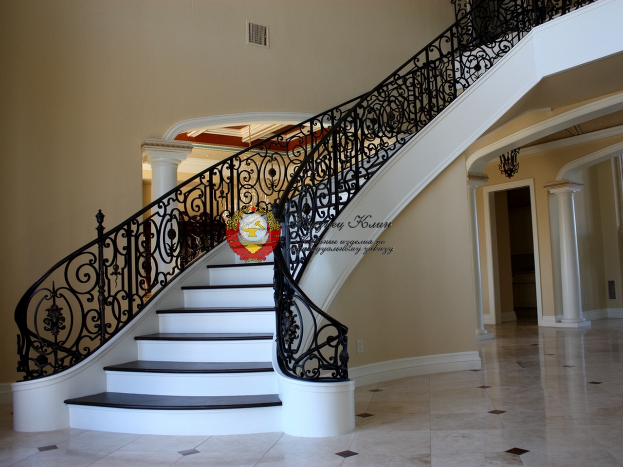 Кованый перила с разворотом