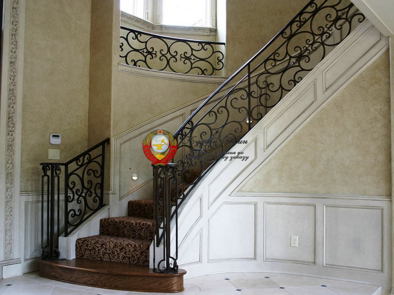 Перила кованые с открытыми столбами