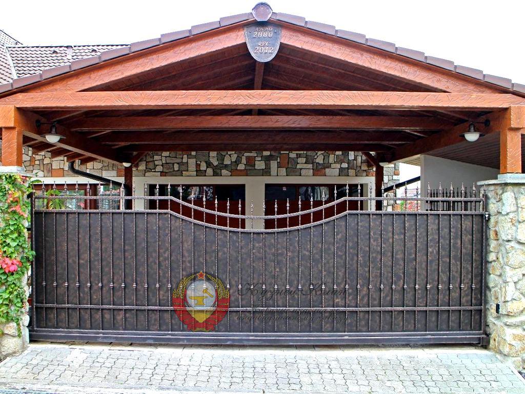 Кованые ворота откатные дуговые