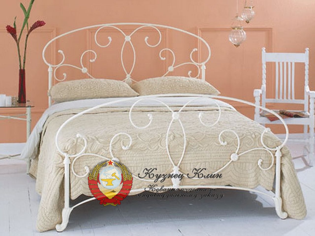Кованая кровать белая
