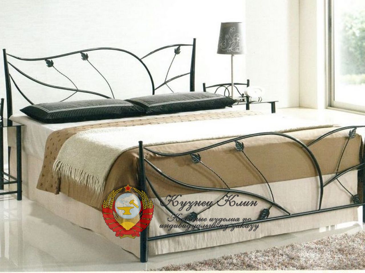 Кровать кованая листочек