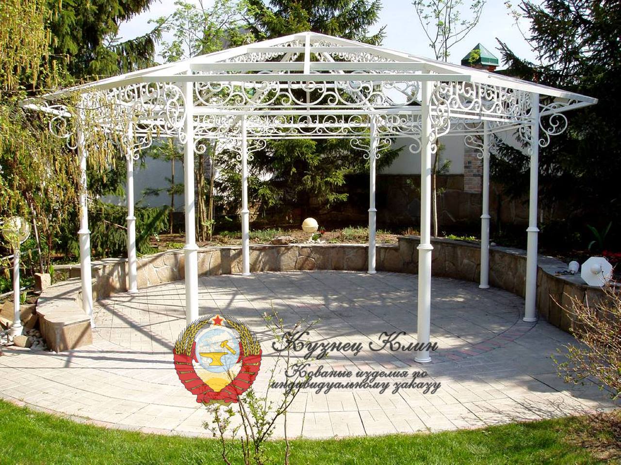 Кованая беседка белая каркас