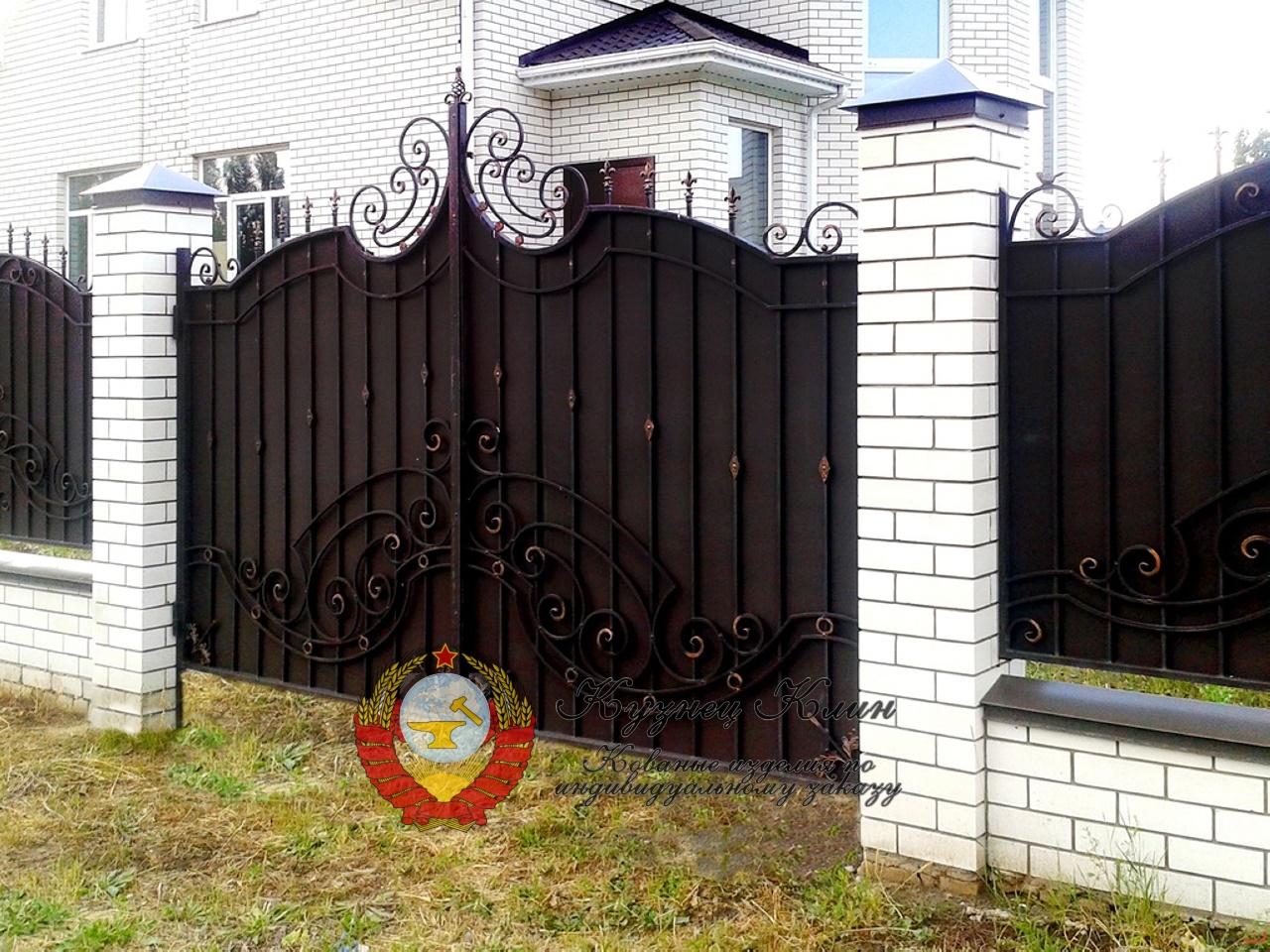Кованые ворота пример монтажа