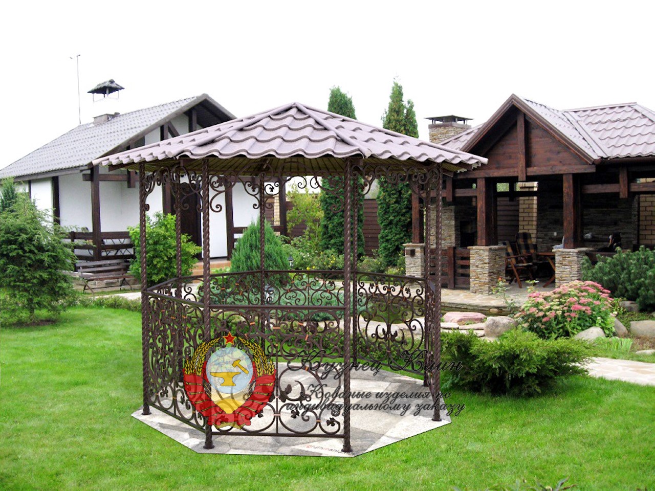 Кованая беседка курилка простая