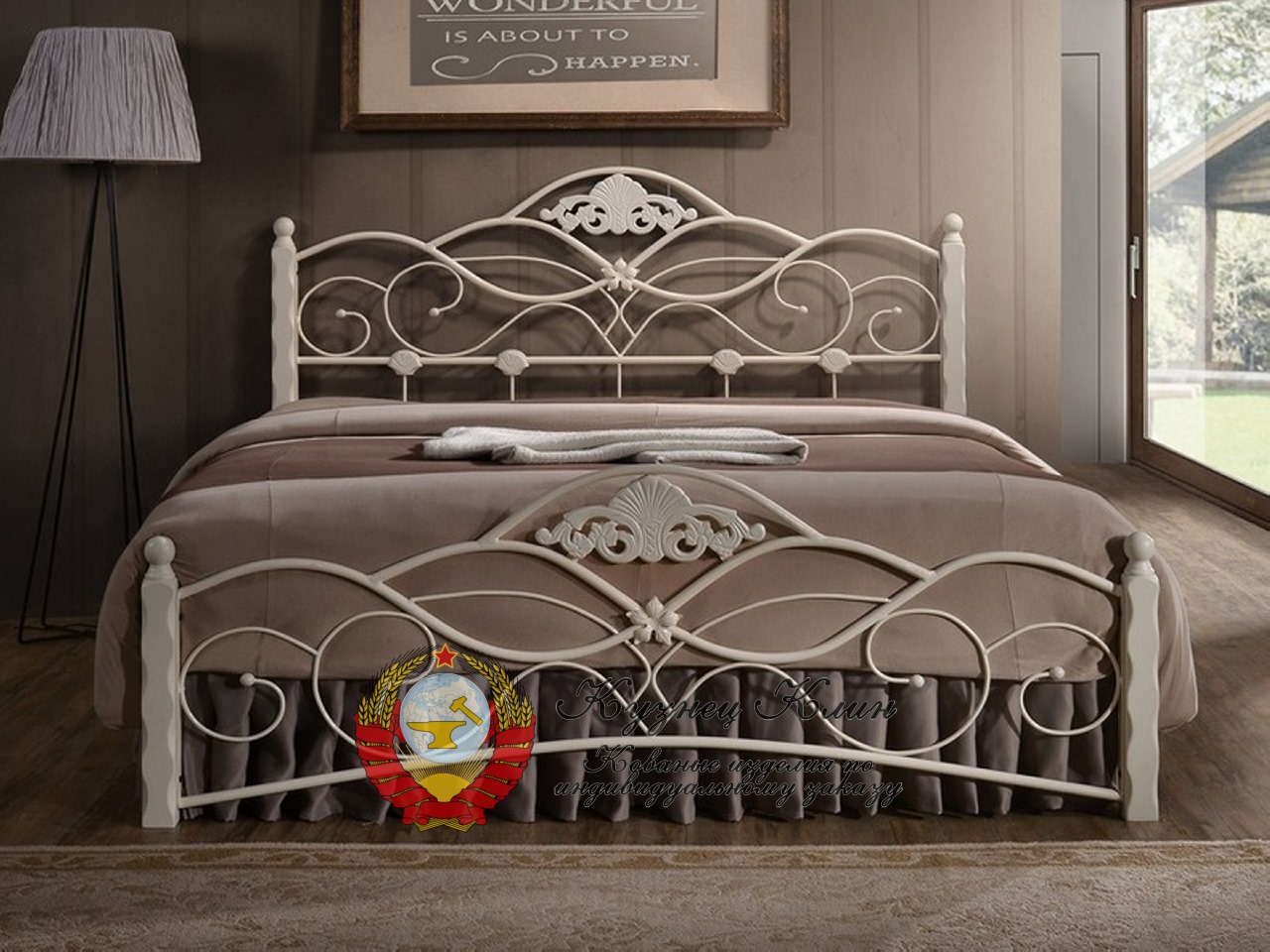 Кованая кровать модульная белая