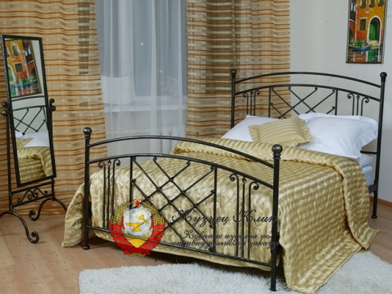 Кованая кровать модульная с сеткой