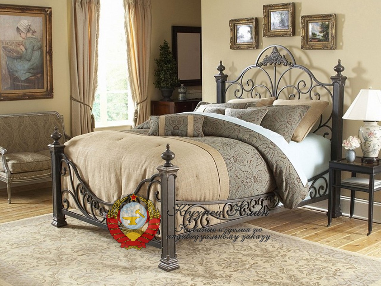 Кованая модульная кровать с высоким матрасом