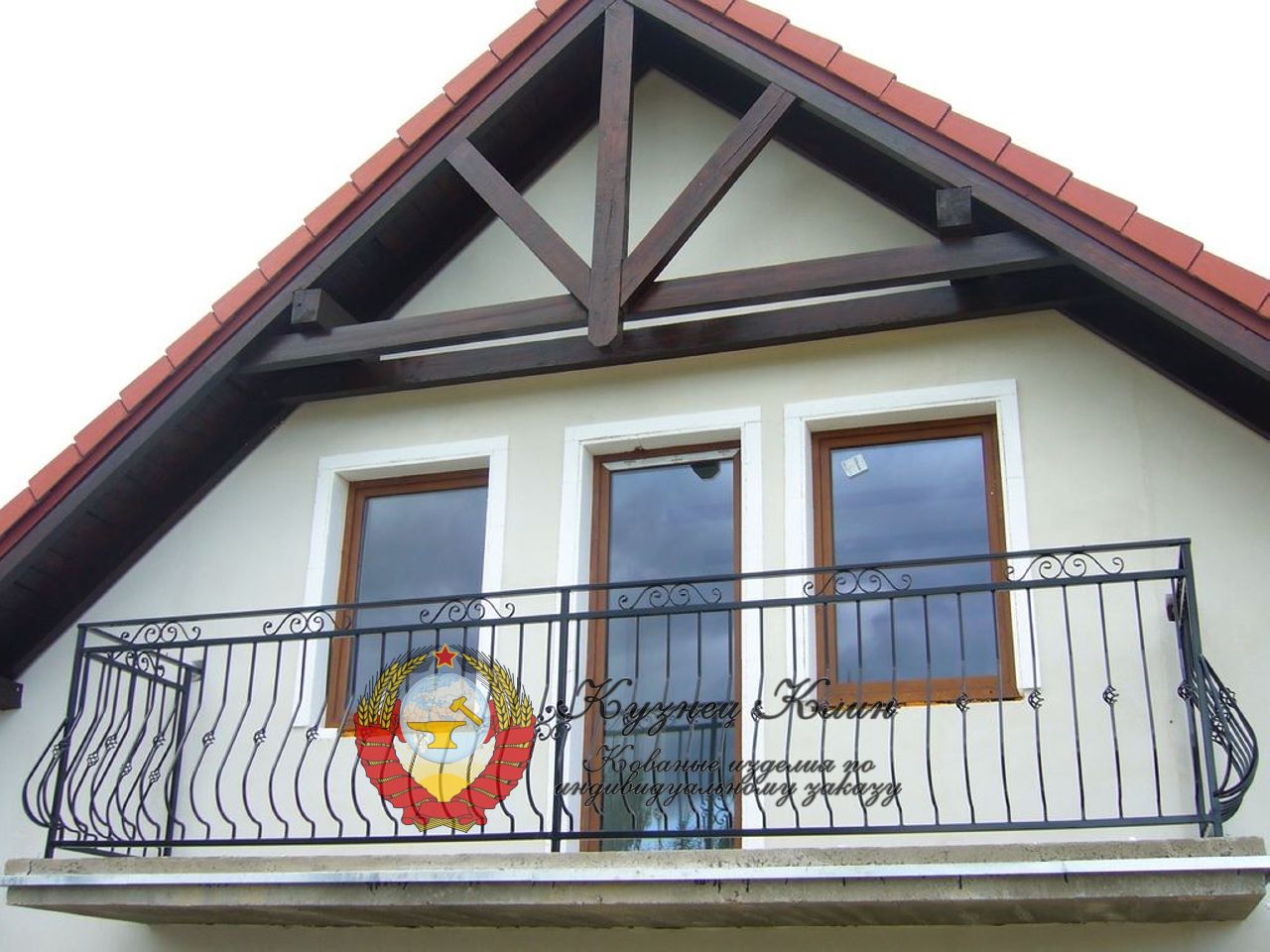 Кованое ограждение балкона дутое простое