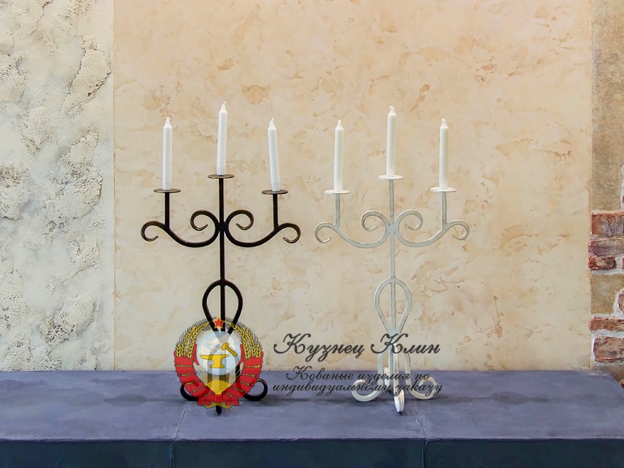 Подсвечник кованый на камин