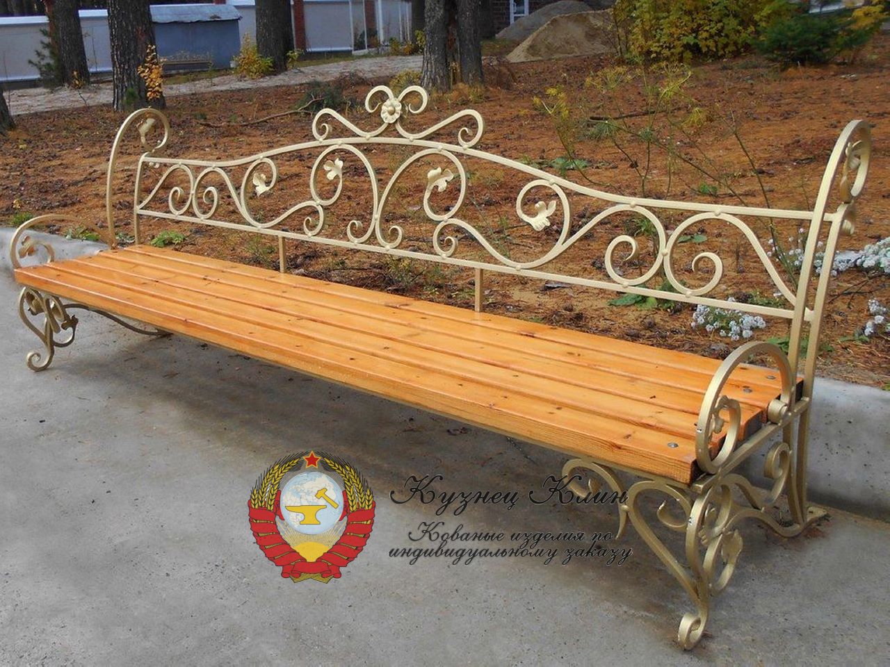 Кованая лавочка со спинкой большая
