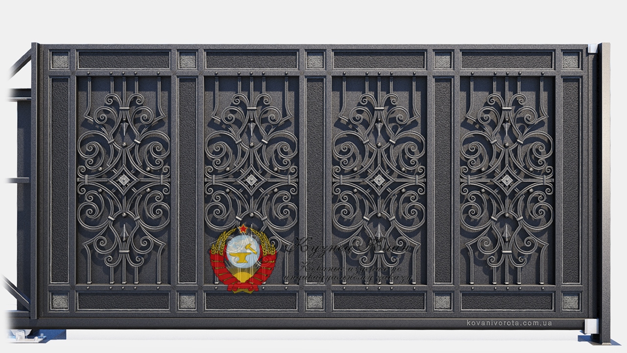 Откатные ворота в готическом стиле