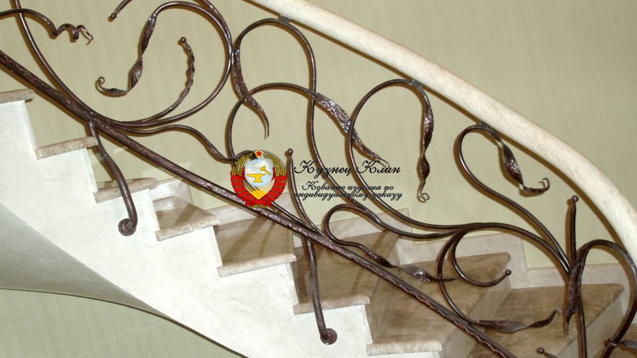 017 Кованые перила цвет шоколад и патина медная